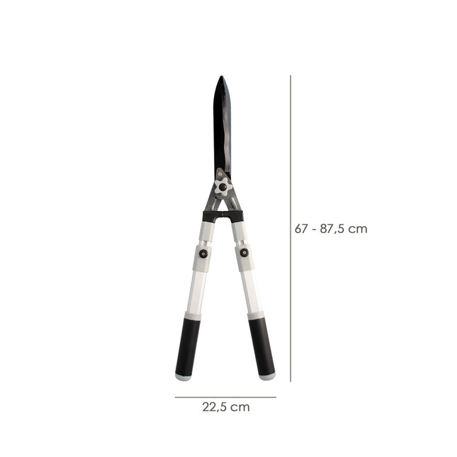 Tijeras podar setos 2 manos aluminio telescopicas, hojas acero antiadherente, mango TPR, ajuste corte,