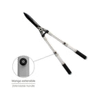 Tijeras podar setos 2 manos aluminio telescópicas, hojas acero antiadherente, mango tpr, ajuste corte,