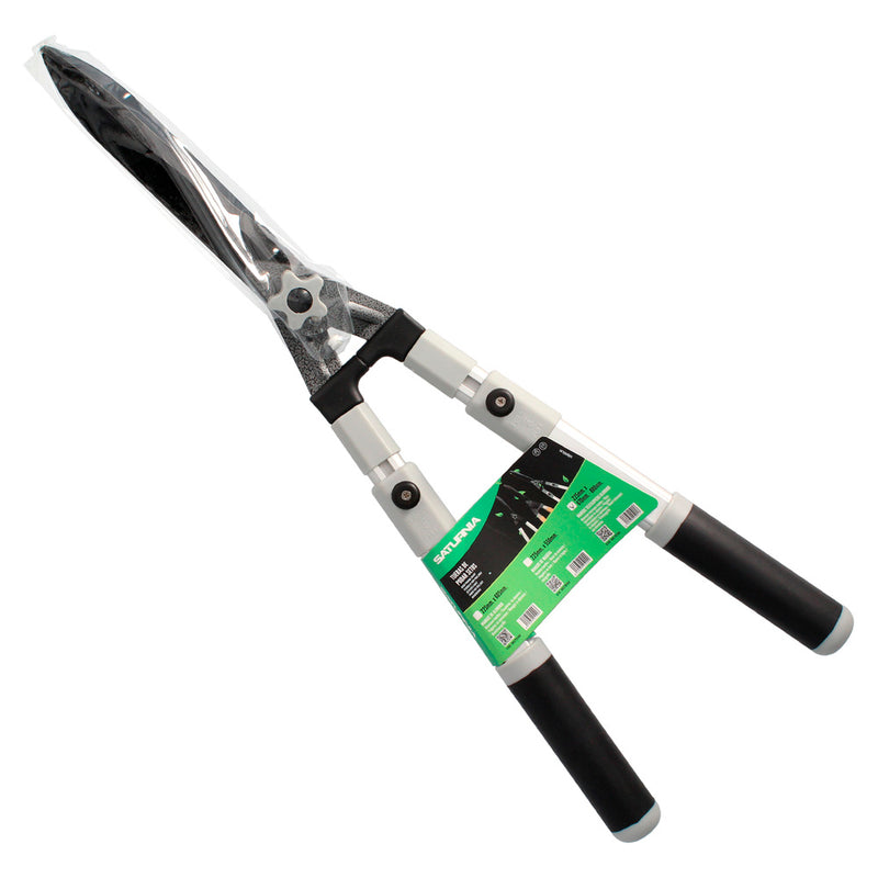 Tijeras podar setos 2 manos aluminio telescopicas, hojas acero antiadherente, mango TPR, ajuste corte,