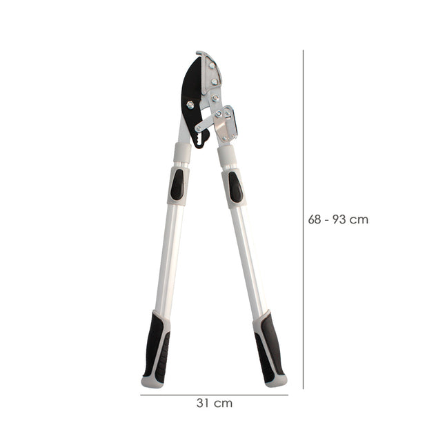 Tijeras podar 2 manos yunque. telescopica de 68 a 95 cm. mango aluminio multiplicador fuerza, corte ø 35 mm. empuñadura TPR