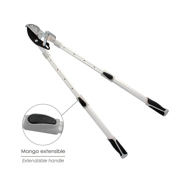 Tijeras podar 2 manos yunque. telescopica de 68 a 95 cm. mango aluminio multiplicador fuerza, corte ø 35 mm. empuñadura TPR
