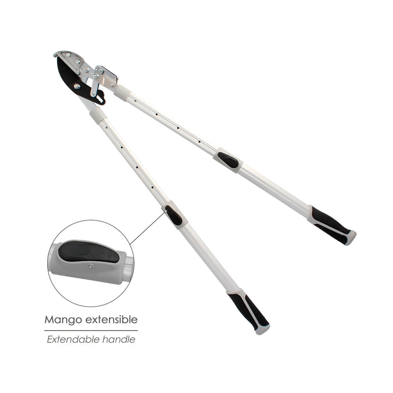 Tijeras podar 2 manos yunque. telescopica de 68 a 95 cm. mango aluminio multiplicador fuerza, corte ø 35 mm. empuñadura TPR
