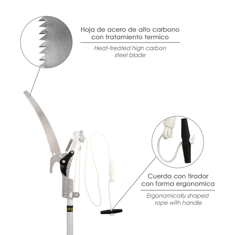 Cortarramas con serrucho mango aluminio extensible 1,8 a 2,8 metros
