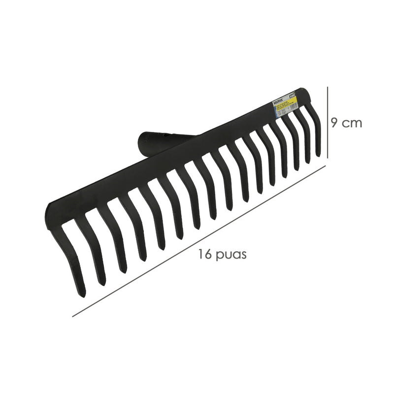 Rastrillo sin mango 16 puas de 5 mm. uso  agricola