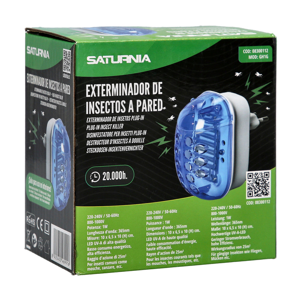 Exterminador de insectos a pared 1,5 watt.