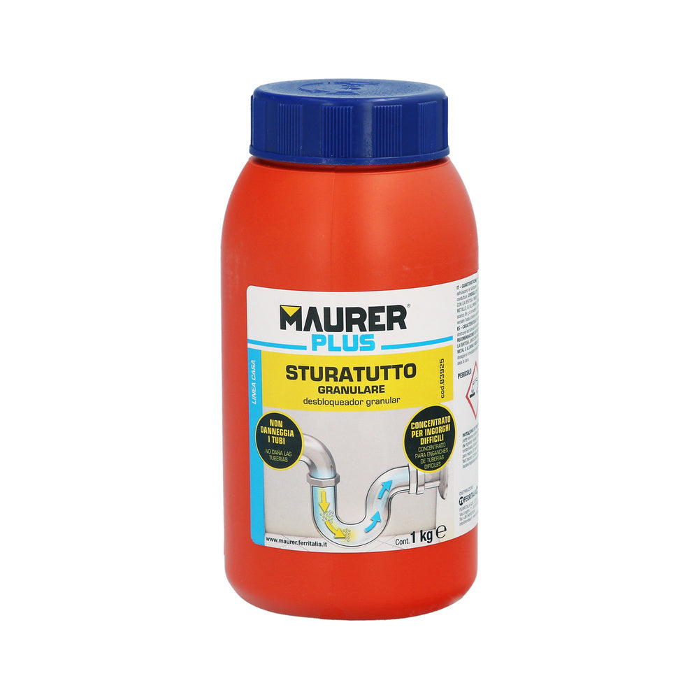 Desatascador granular profesional 1 kg. desatascador de tuberías, eliminador de atascos, limpiador de tuberías