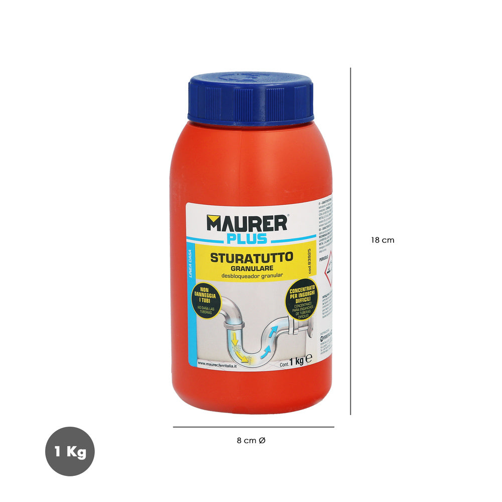 Professional Granular Drain Cleaner 1 kg. Pipe cleaner, clog remover, pipe unblocker