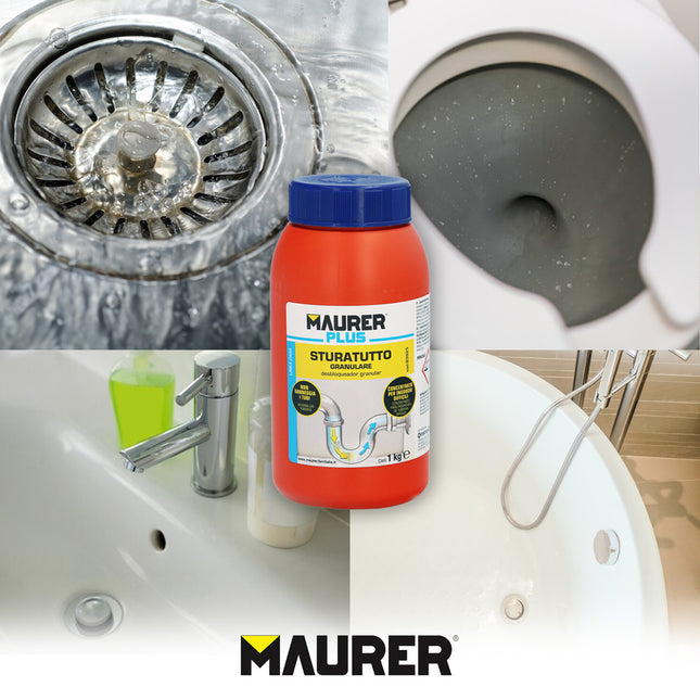 Desatascador granular profesional 1 kg. desatascador de tuberías, eliminador de atascos, limpiador de tuberías