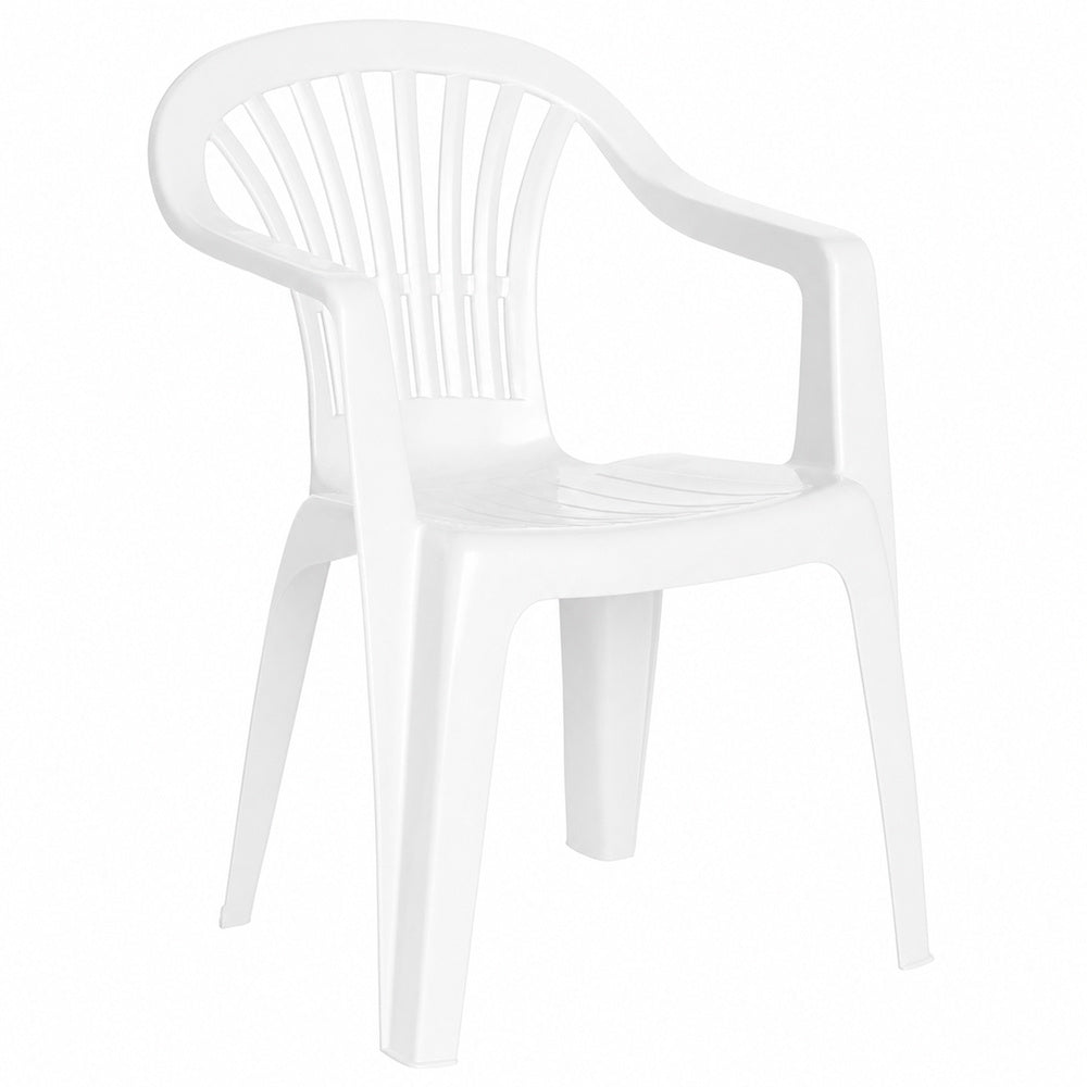 Silla respaldo bajo resina monobloc, color blanco, modelo  lyra