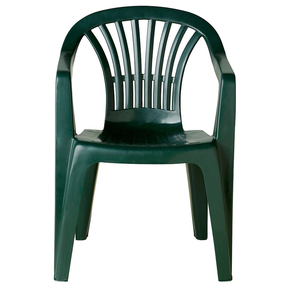Silla respaldo bajo resina monobloc, color verde, modelo  lyra