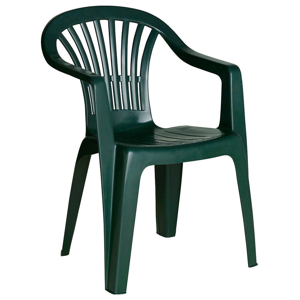 Silla respaldo bajo resina monobloc, color verde, modelo  lyra