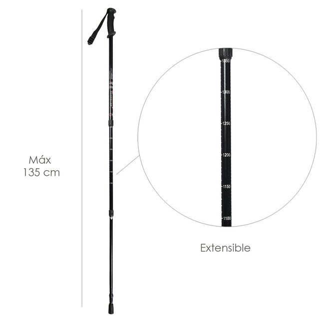 Baston bordon caminar extensible 0,65-1,35 metros negro