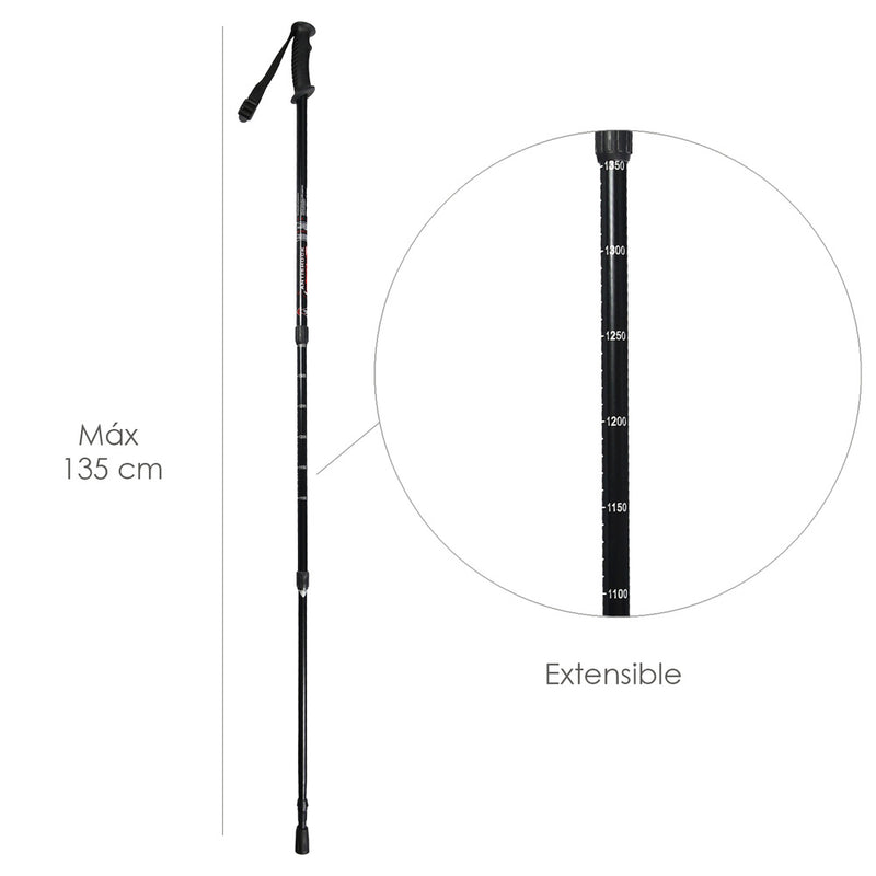 Baston bordon caminar extensible 0,65-1,35 metros negro