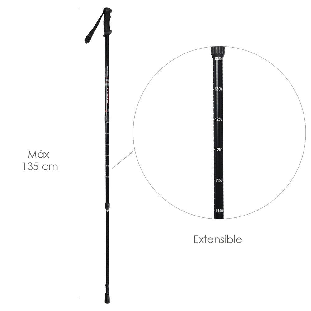 Trekking pole, extendable, 0.65-1.35 meters, black