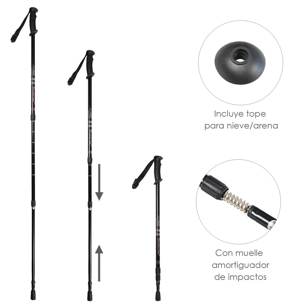 Trekking pole, extendable, 0.65-1.35 meters, black
