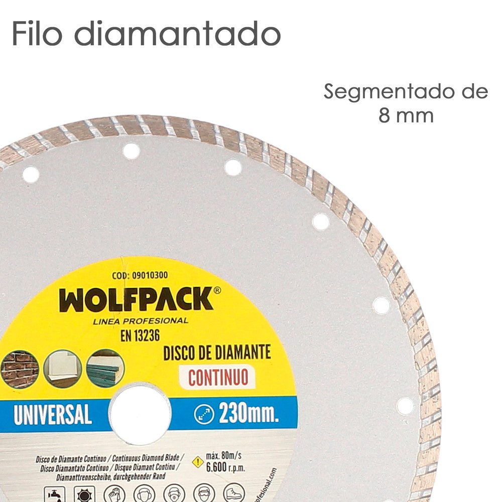 Disco diamante 230 mm general obra continuo