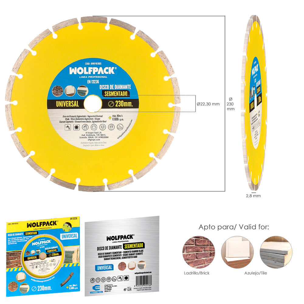 Disco diamante 230 mm general obra segmentado sinterizado
