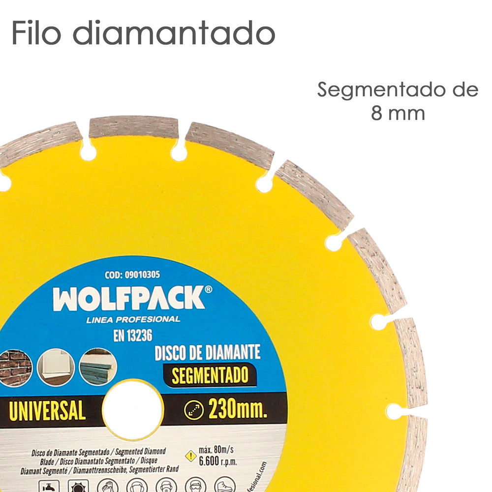 Disco diamante 230 mm general obra segmentado sinterizado