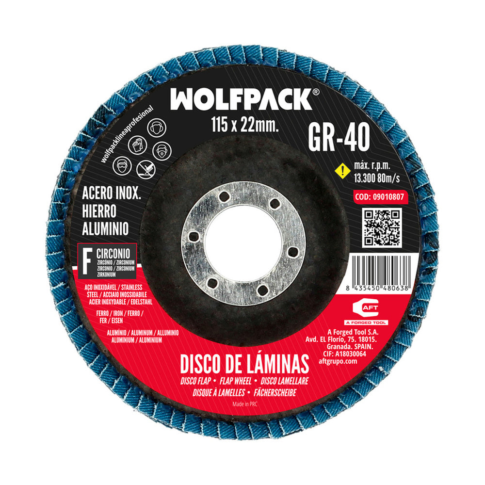 Disco laminas lija circonio inox - plus 115x22 mm grano 40