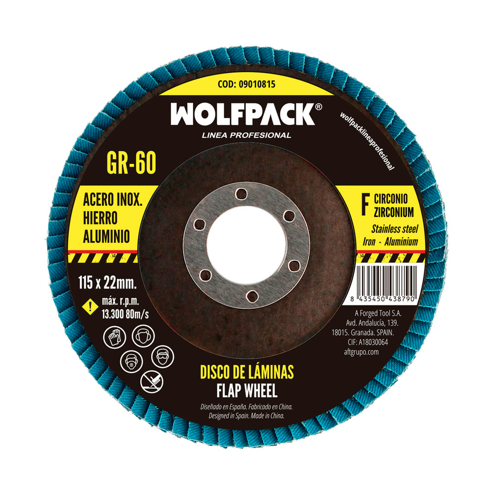 Disco laminas abrasivo para amoladora ø 115 mm grano 60 disco laminado acero, disco lija acero inoxidable, disco pulidor acero