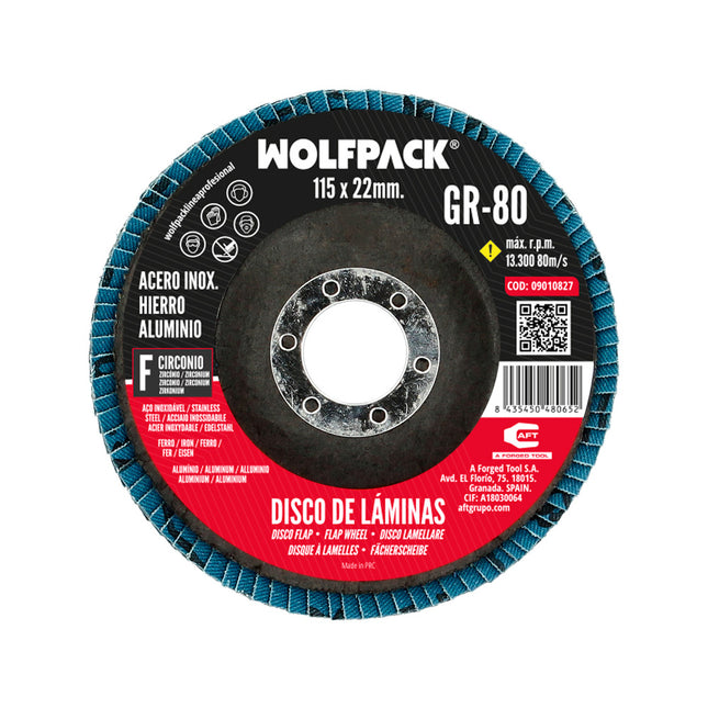 Disco lamina lija circon inox - plus 115x22 mm. grano 80