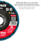 Disco lamina lija circón inox - plus 115x22 mm grano 80