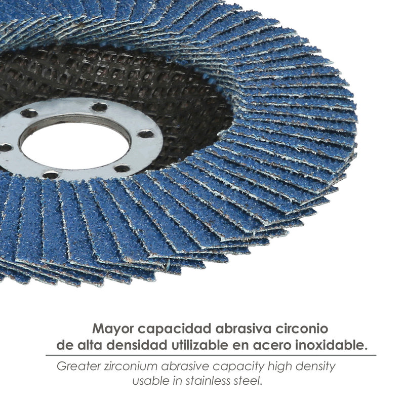 Disco lamina lija circon inox - plus 115x22 mm. grano 80