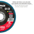 Disco laminas lija circonio inox - plus 115x22 mm grano 120