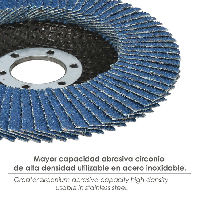 Disco laminas lija circonio inox - plus 115x22 mm. grano 120