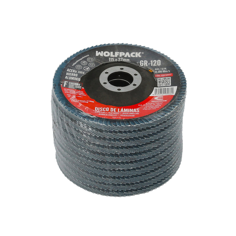 Disco laminas lija circonio inox - plus 115x22 mm. grano 120