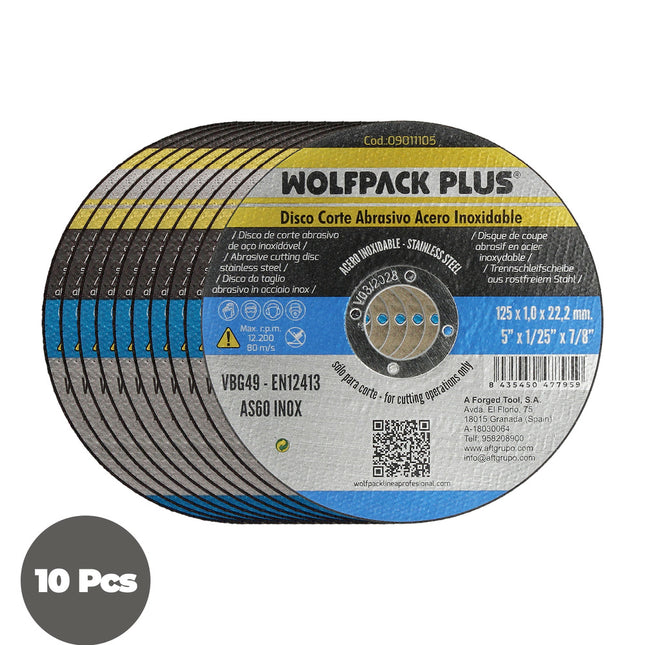 Disco corte abrasivo acero inoxidable ø 125 x 22,2 mm. espesor 1,0 mm