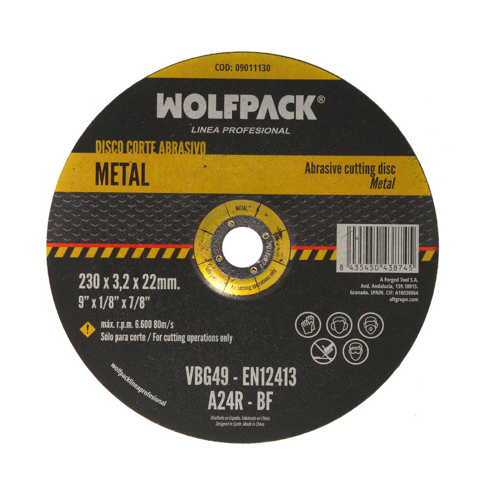 Disco corte abrasivo metal ø 230 x ø 22 mm espesor 3,2 mmdisco radial / amoladora universal