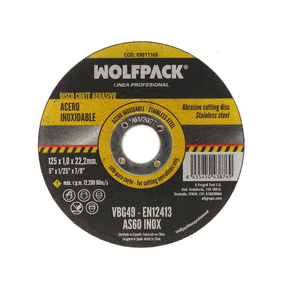 Disco corte abrasivo acero inoxidable plus ø 125x ø 22,2 mm espesor 1,0 mm disco radial / amoladora universal
