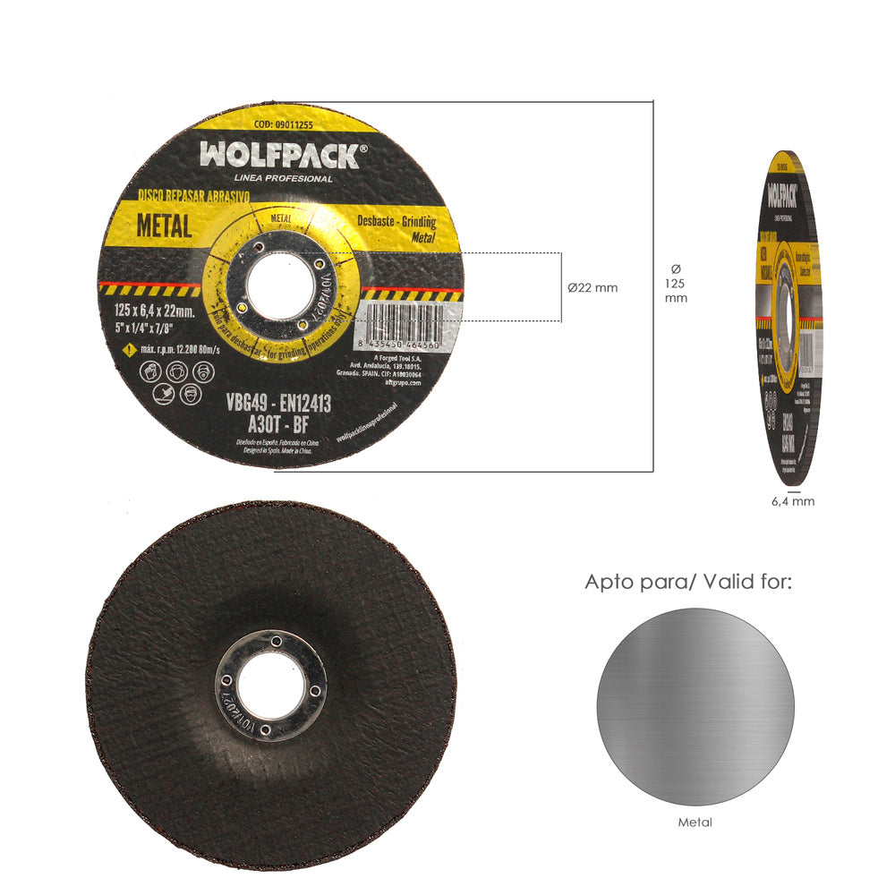 Disco repasar abrasivo ø 125 x ø 22 mm espesor 6,0 mm disco radial / amoladora universal compatible con todas las amoladoras