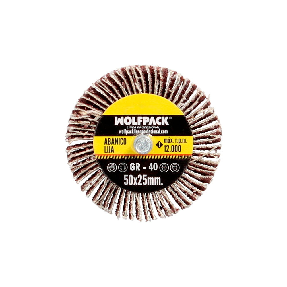 Flap sanding wheel, grit 40, size ø 50 x 25 mm, abrasive disc, flap wheels, interleaf abrasive wheels, abrasive wheels, sanding, grinding, polishing