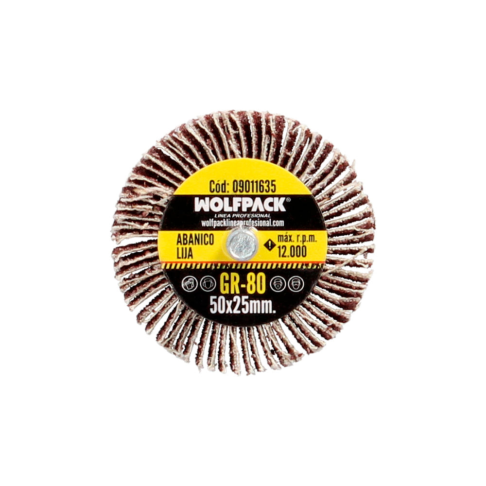 Flap sanding wheel, grit 80, size ø 50 x 25 mm, abrasive disc, laminated wheels, flap wheels, abrasive wheels, sanding, deburring, polishing