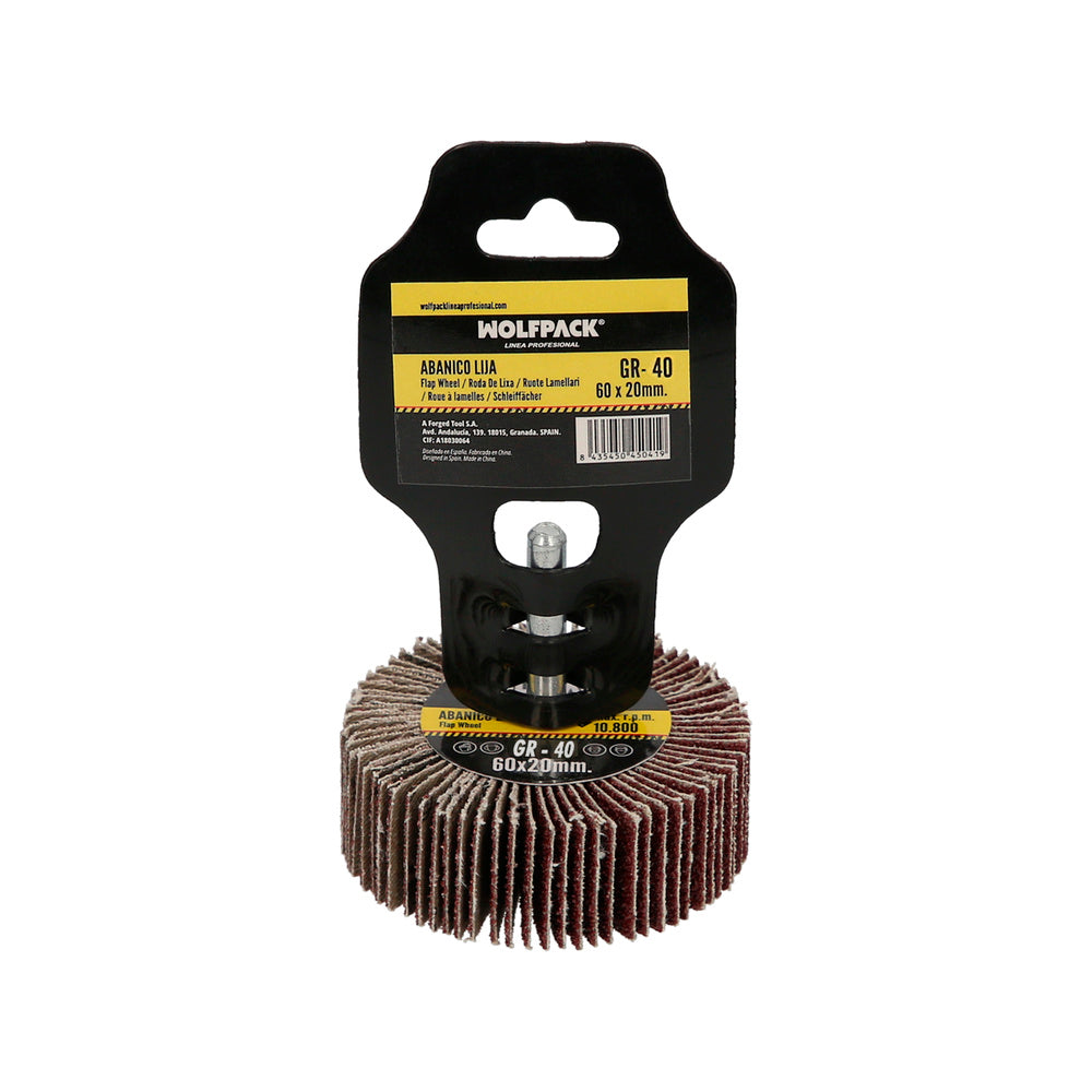 Flap sanding disc, grit 40, size ø 60 x 20 mm, abrasive flap wheel, multi-leaf wheels, abrasive wheels, sanding, grinding, polishing