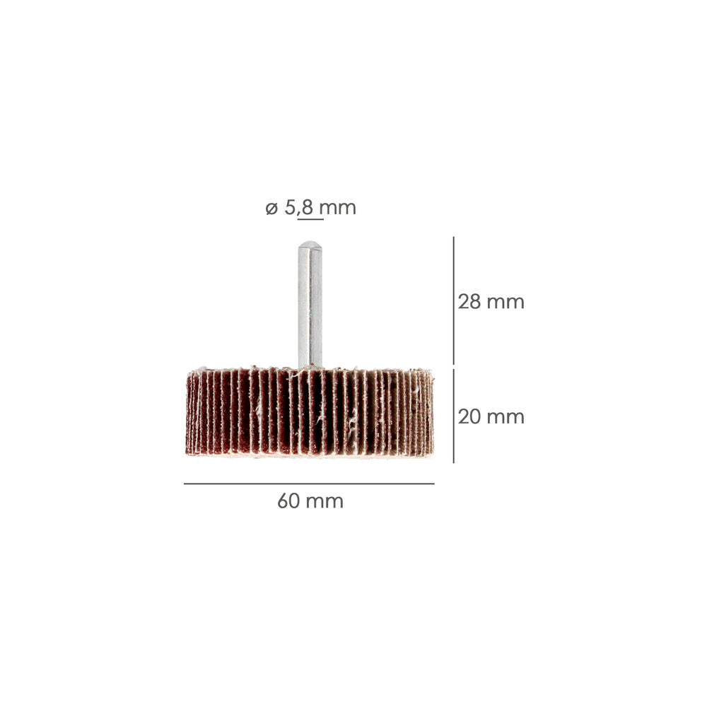 Flap sanding disc, 60 grit, size ø 60 x 20 mm, abrasive flap disc, flap wheels, abrasive wheels, sanding, grinding, polishing