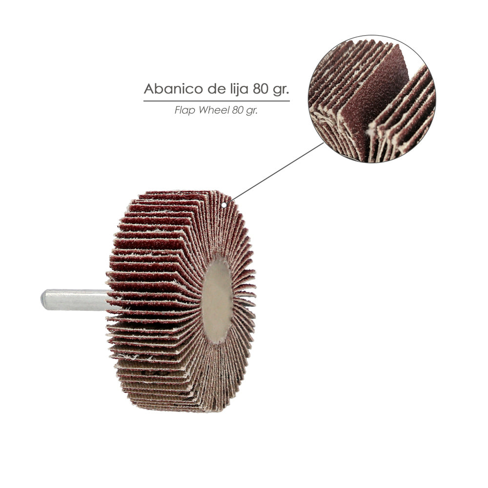Flap sanding wheel, grit 80, size ø 60 x 20 mm, abrasive disc, laminated, grinding wheels, abrasive wheels, sanding, grinding, polishing