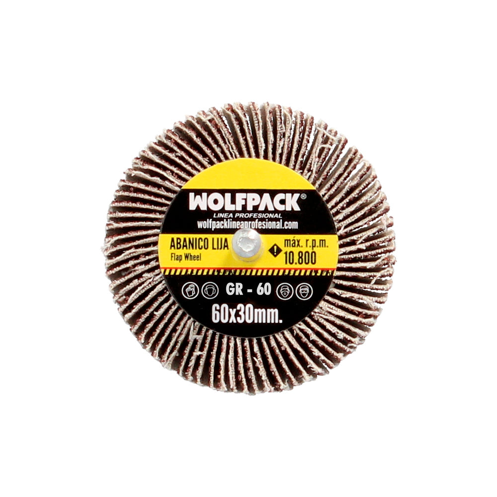 Flap disc/wheel, grit 60, size ø 60 x 30 mm, abrasive disc, flap wheels, abrasive wheels, sanding, grinding, polishing
