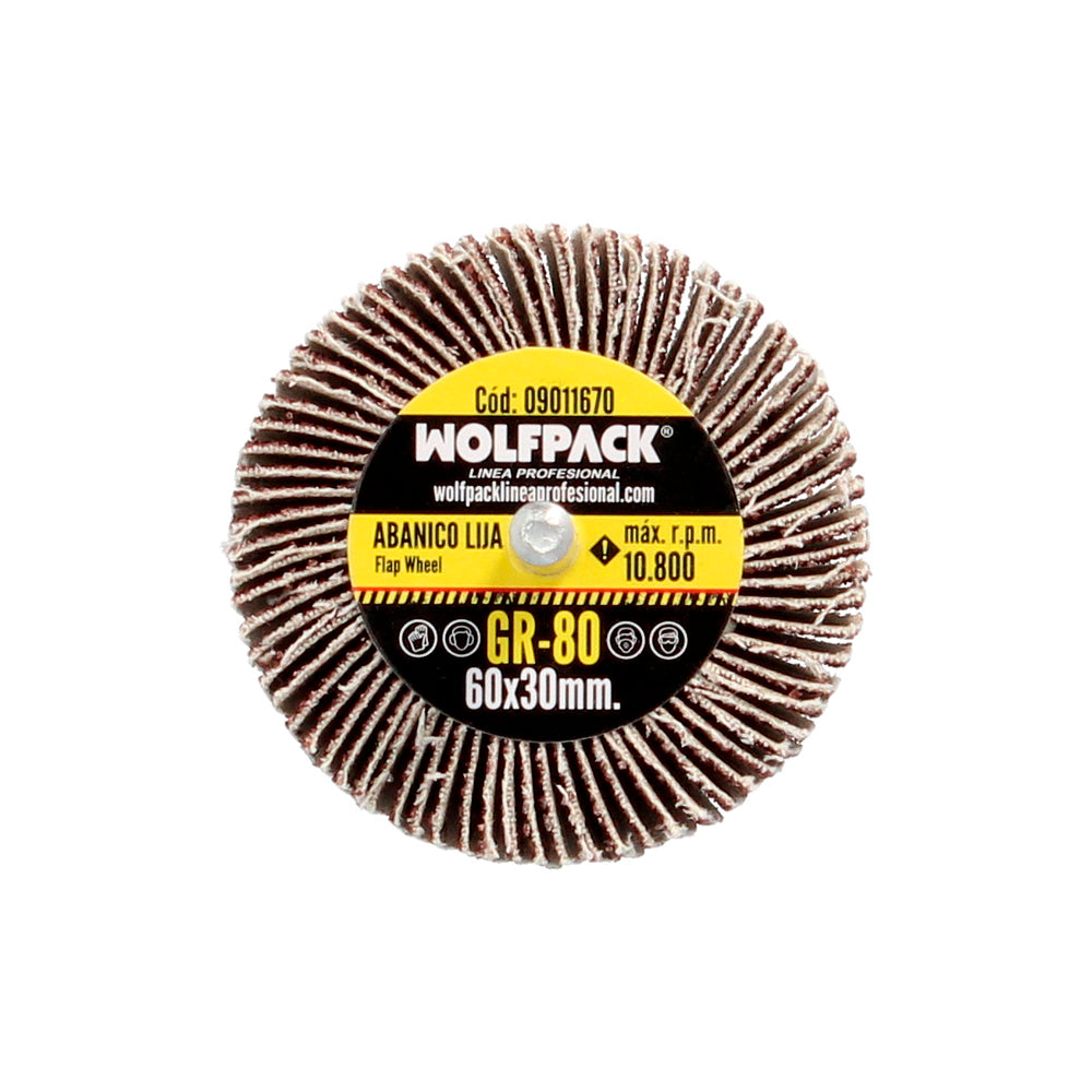 Abanico lija grano 80 medida ø 60 x 30 mm disco abrasivo laminas, ruedas mil hojas, ruedas abrasivas,lijado,desbaste,pulir