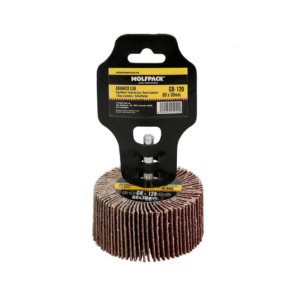 Flap sander, grit 120, size ø 60 x 30 mm, abrasive flap disc, flap wheels, abrasive wheels, sanding, deburring, polishing