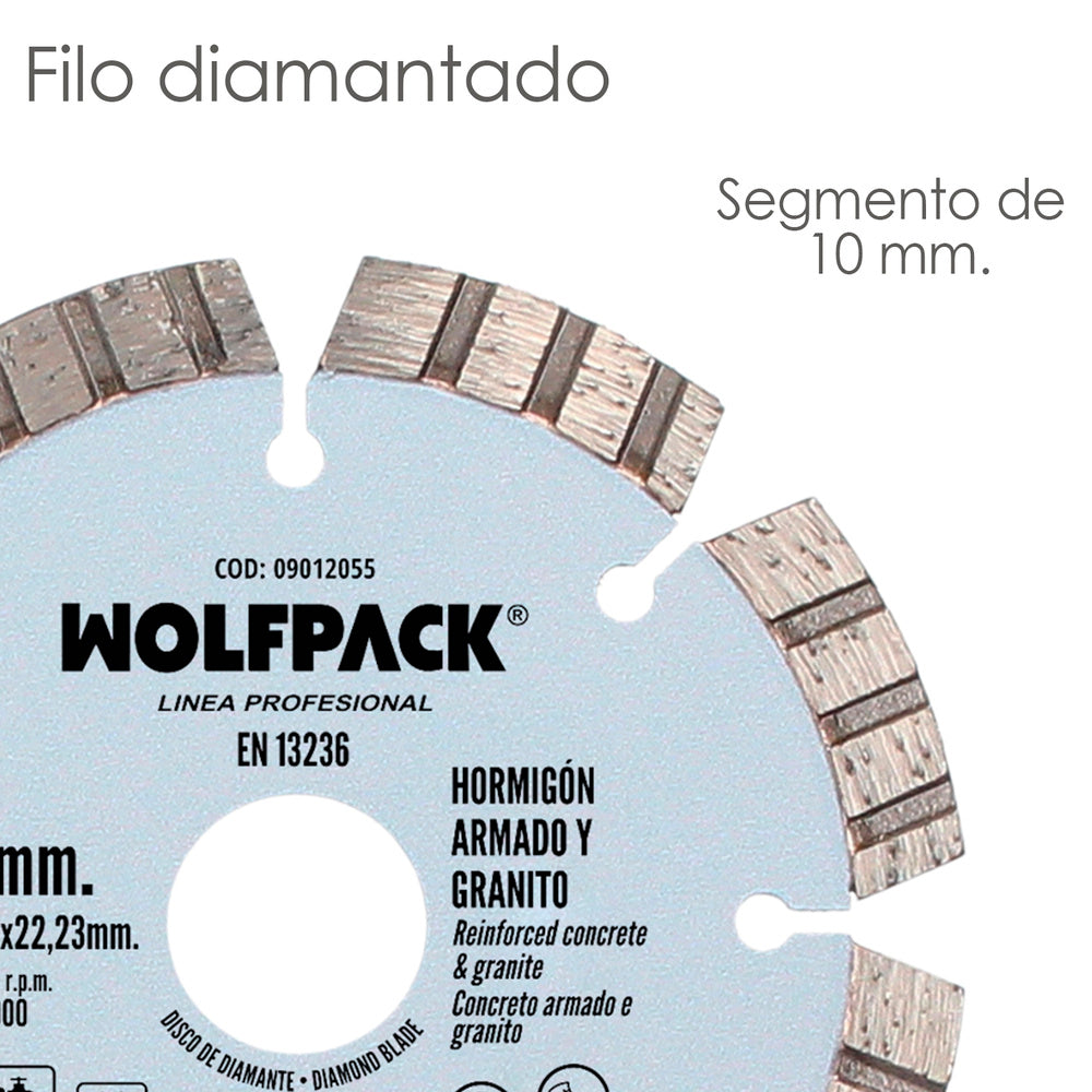 Disco diamante hormigón. armado / granito ø 115 mm segmento diamantado 10 mm