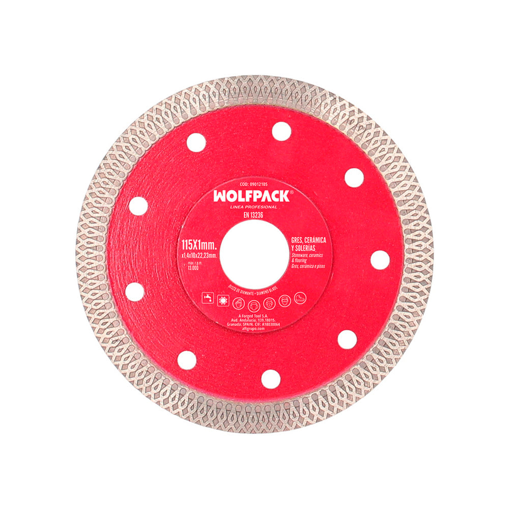 Disco diamante ø 115 mm porcelánicos, gres, cerámica, solerias. Segmento diamantado 10 mm