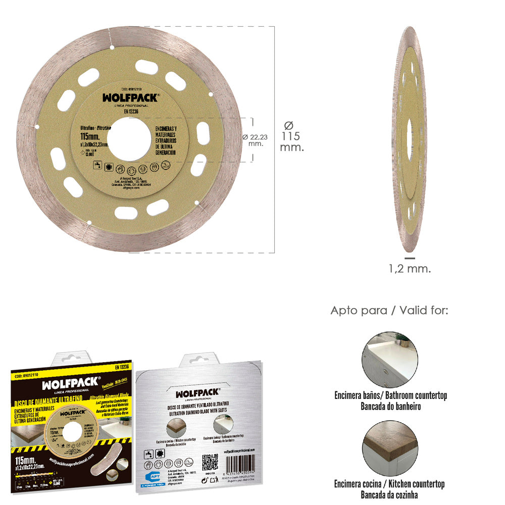 Disco diamante ø 115 mm materiales de ultima generación. Segmento de 10 mm