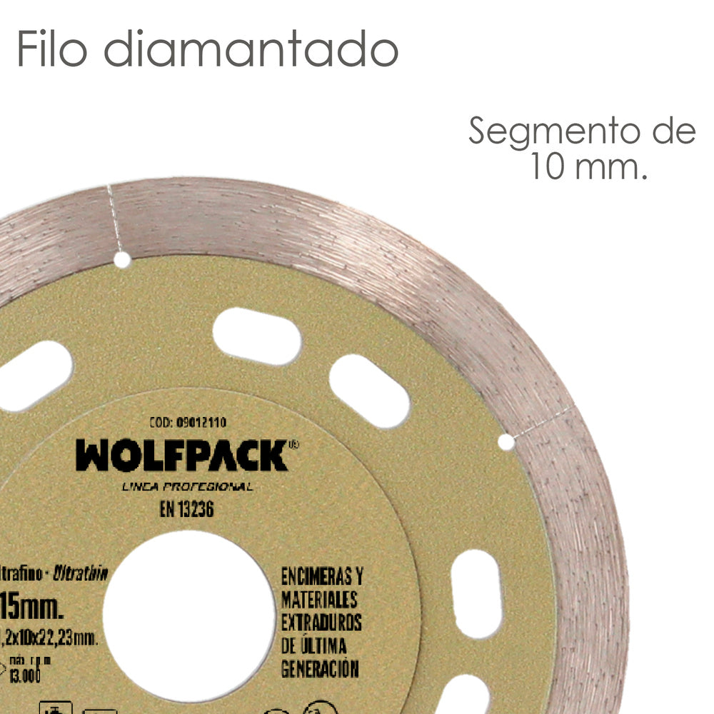 Disco diamante ø 115 mm materiales de ultima generación. Segmento de 10 mm