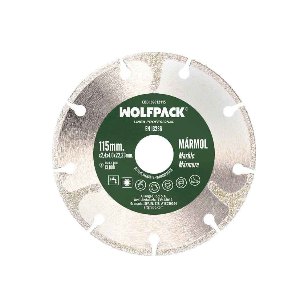 Disco diamante ø 115 mm mármol. Filo especialmente diamantado
