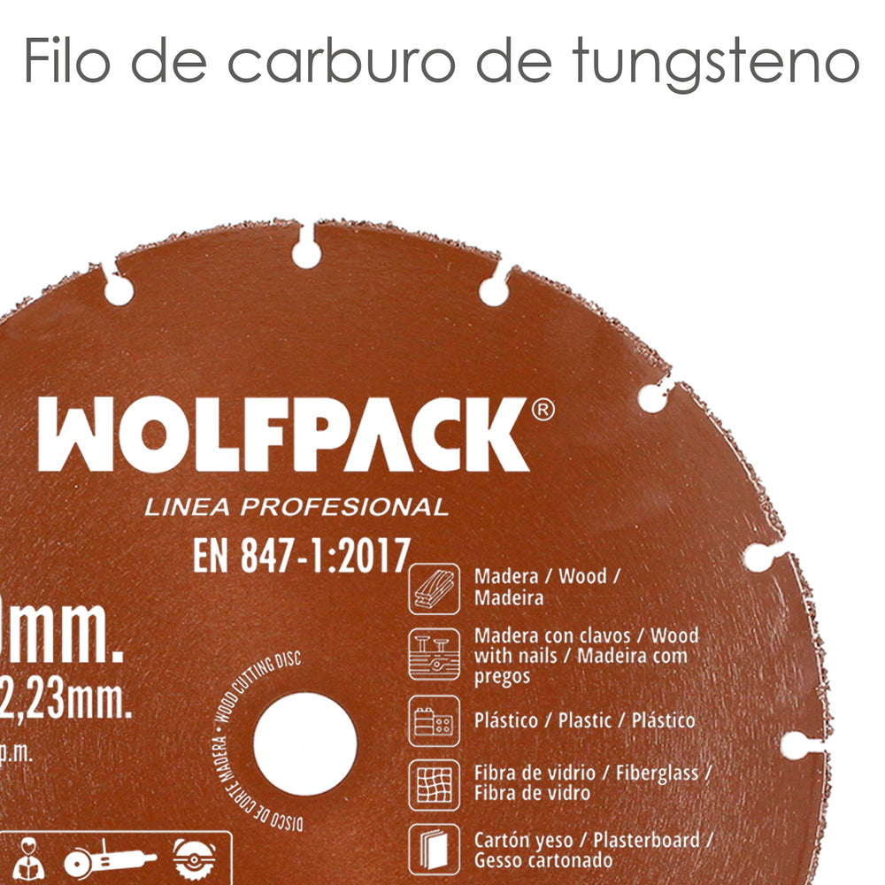 Disco corte madera / plástico ø 230 mm filo de carburo de tungsteno