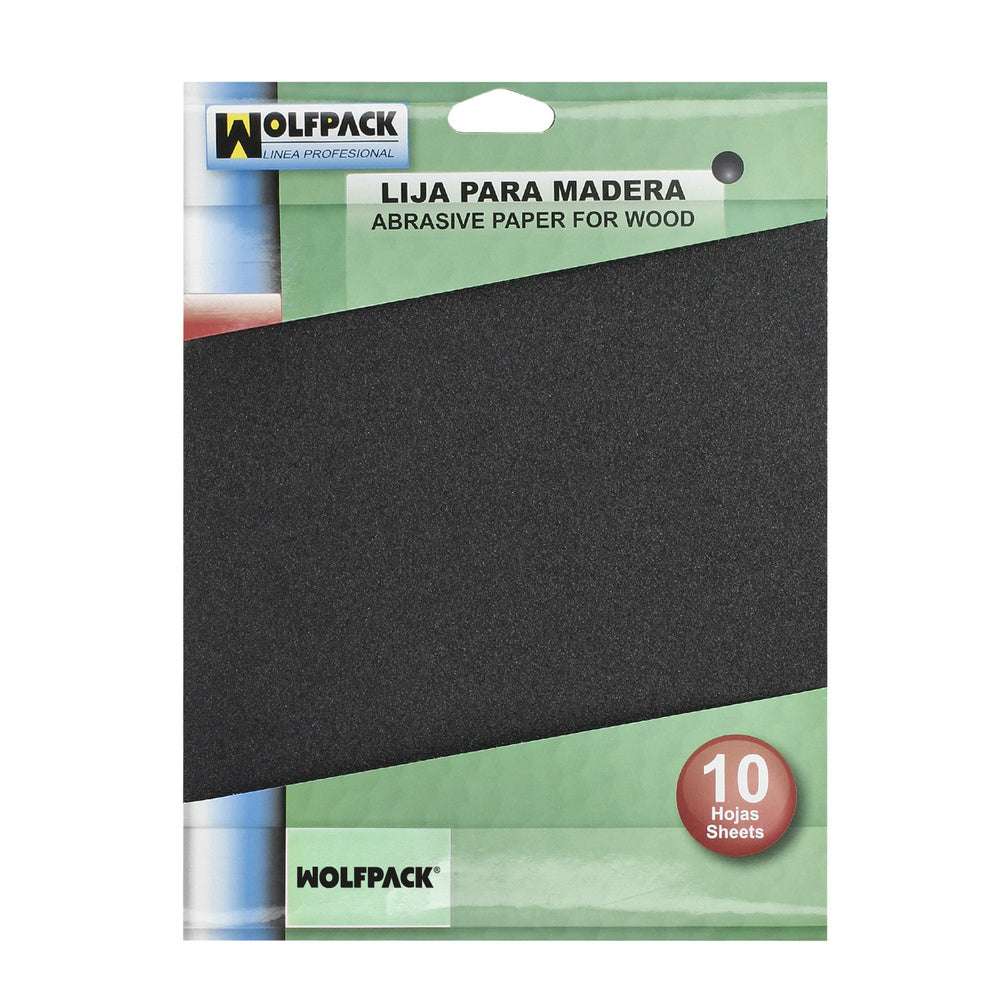 Lija madera grano 100 (pack 10 pliegos)