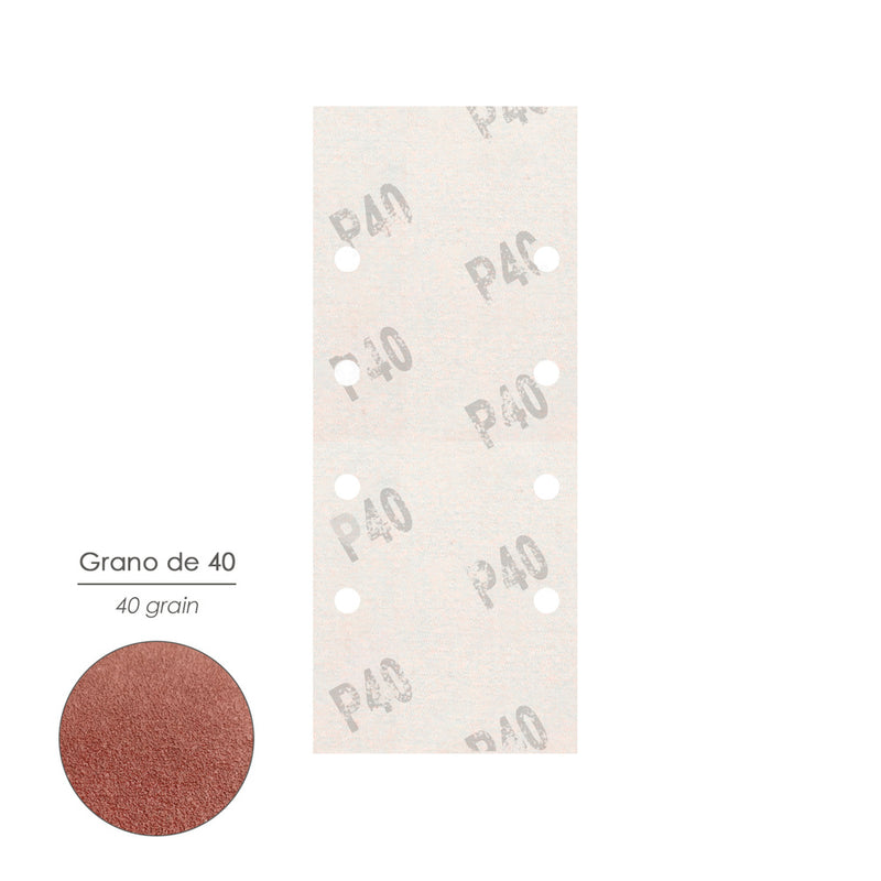 Lija recambio con velcro 93x228 mm. con agujeros grano  40 (10 piezas)